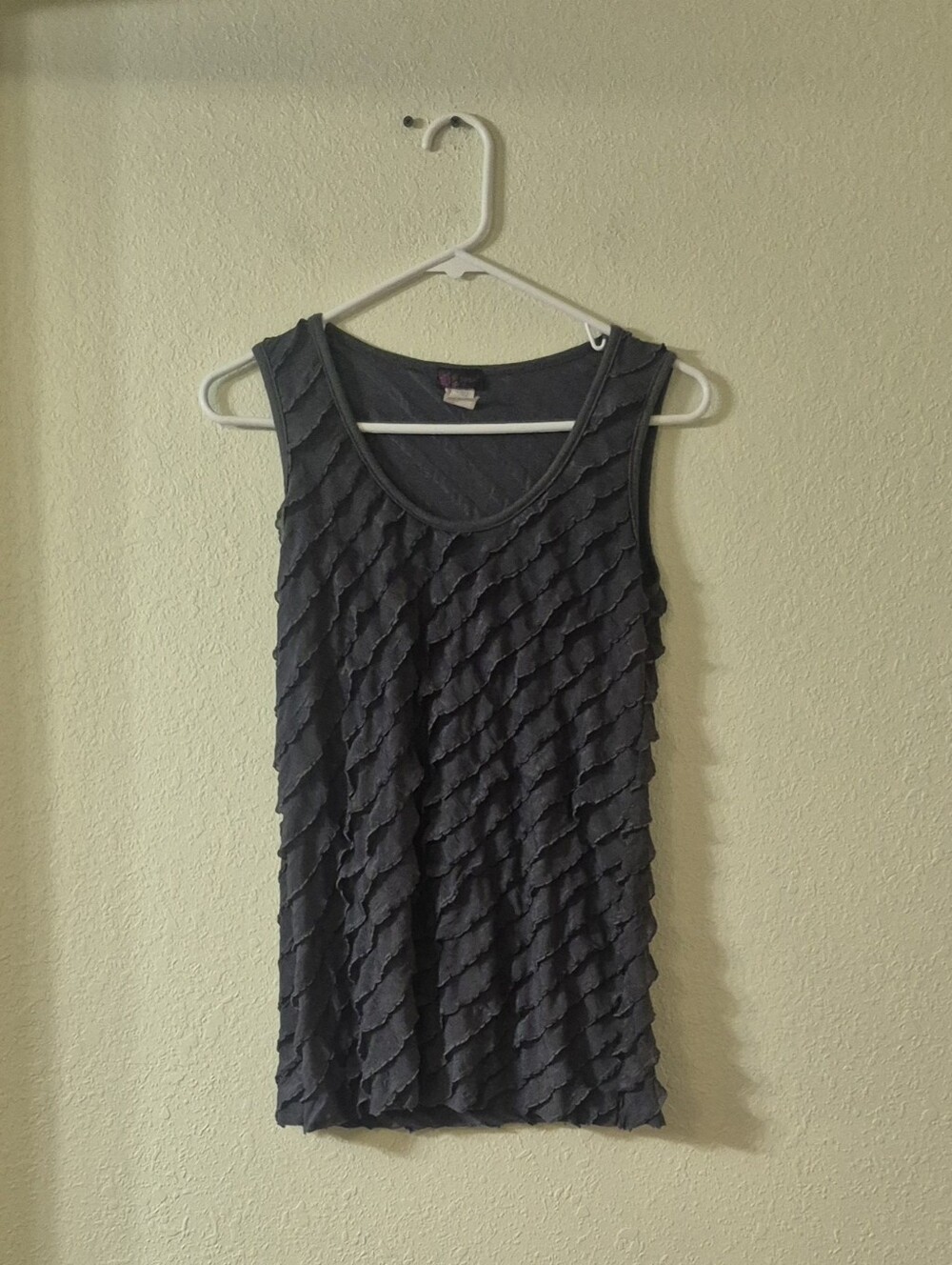 Agenda Women's Charcoal Layered Ruffle Tank Top